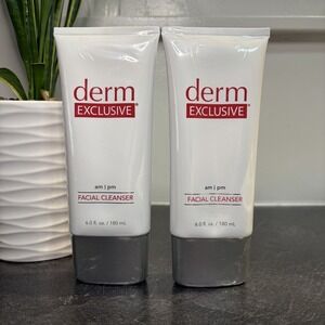 2- NEW Derm Exclusive AM PM Facial Cleanser Full Size 6 oz SEALED